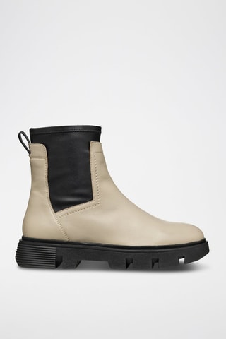 Bottines en cuir d’agneau nappa Vilde - Taupe et noir