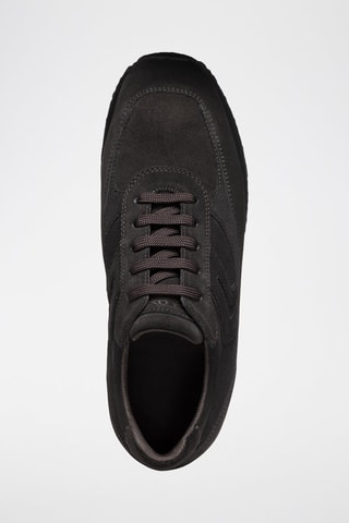 Baskets en cuir de veau nubuck Happy - Noir
