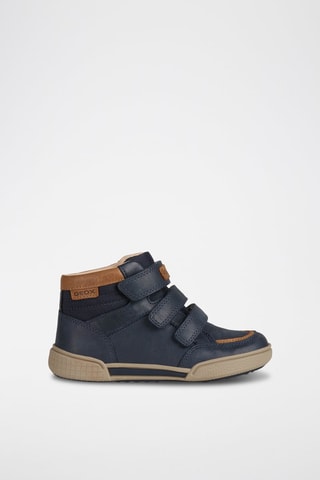 Baskets montantes en cuir Poseido - Bleu marine et marron