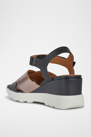 Sandales à talons compensées en cuir Spherica Ec6  - Noir