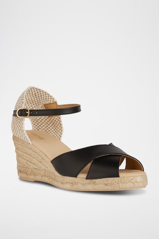 Sandales à talons compensées en cuir Gelsa - Noir