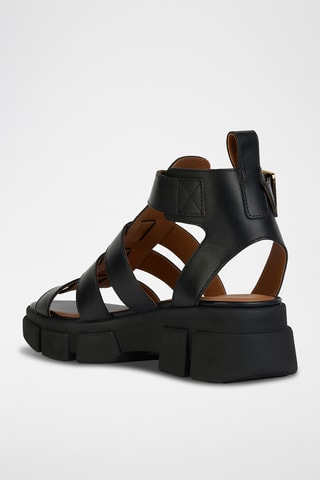 Sandales montantes en cuir Lisbona  - Noir