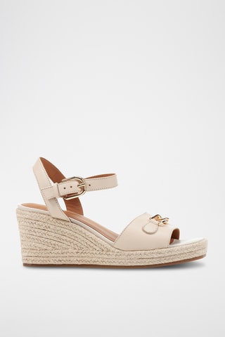 Sandales à talons compensées en cuir Panarea  - Beige