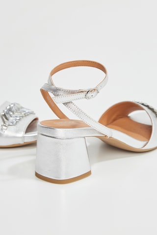 Sandales à talons en cuir Genziana - Argenté