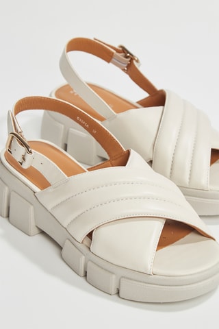 Sandales plateformes en cuir Lisbona  - Beige