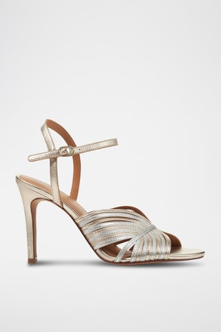 Sandales à talons en cuir Zaffiria  - Argenté et doré