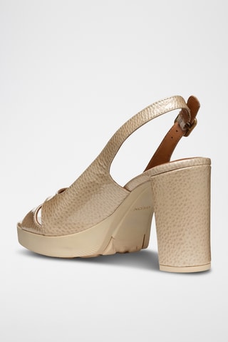 Sandales à talons plateformes en cuir Walk Pleasure 85S  - Beige