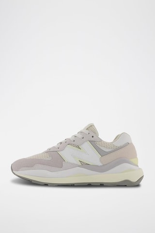 Sneakers plateformes en nubuck W5740 - Blanc et gris