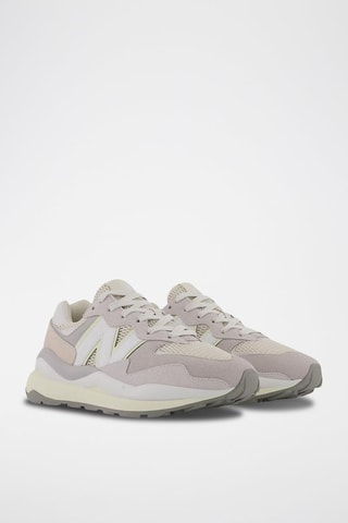 Sneakers plateformes en nubuck W5740 - Blanc et gris