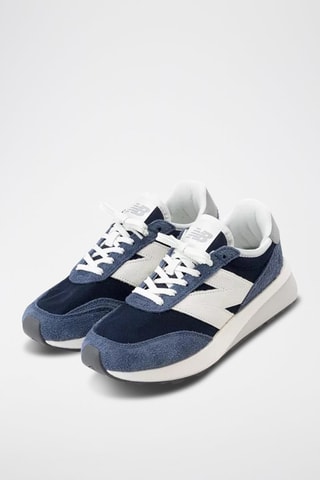 Baskets en cuir U370 - Blanc, bleu et gris