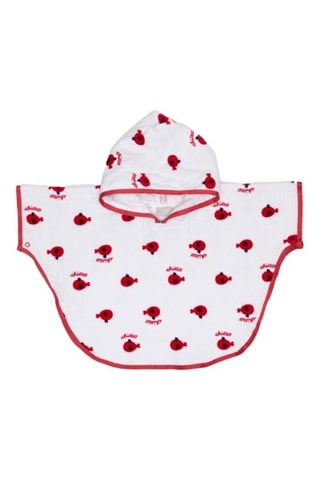 Badponcho met capuchon - Wit