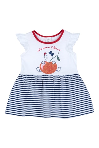 Jurk - Wit en Marineblauw