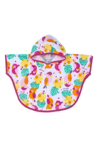 Badcape met capuchon - Fuchsia en Turquoise 