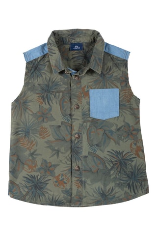 Mouwloos Overhemd Kaki