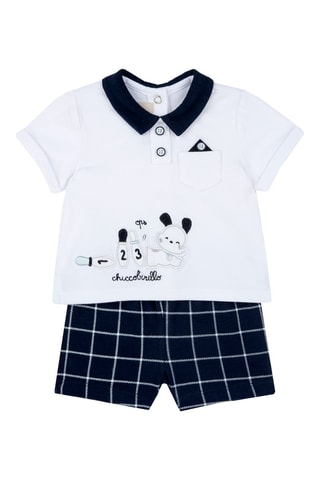 Polo en short- Wit en Marineblauw