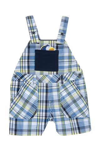 Tuinbroek met Ruitmotief Wit en Felblauw