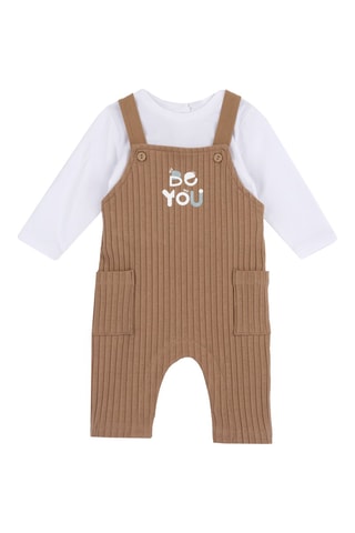 Rompertje en Tuinbroek - Wit en bruin