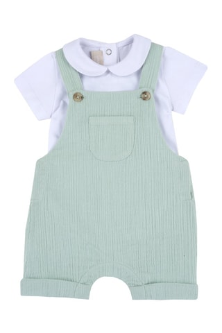 Rompertje en Tuinbroek Wit en Zeegroen
