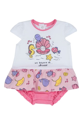 Rompertje met jurklook- Roze en Wit