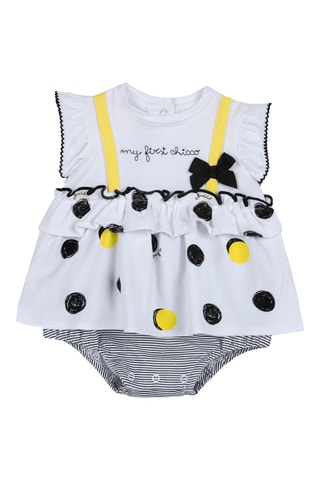 Rompertje met jurklook- Geel en Wit