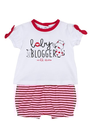 T-shirt en Bloomer Wit en Rood
