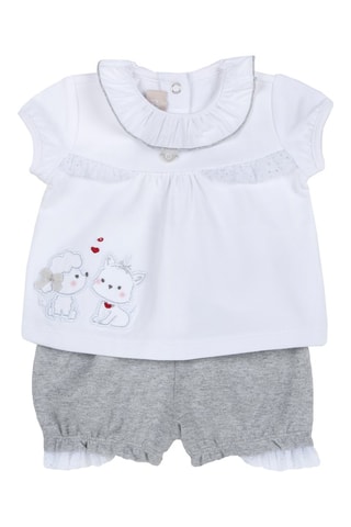 Top en Short - Wit en Gemêleerd Grijs