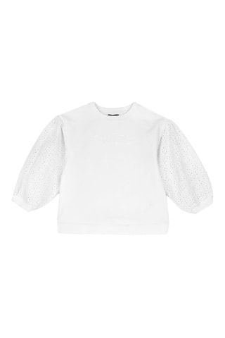 Sweater met Engelse borduursels - Wit