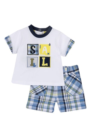 T-shirt en Short Ecru en Blauw