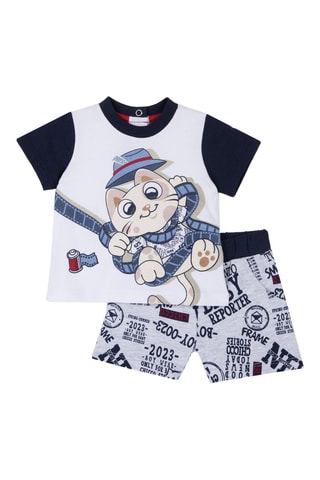 T-shirt en Short Ecru en Marineblauw