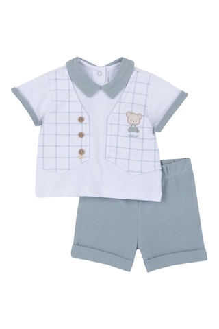 T-shirt en Short Ecru en Lichtblauw