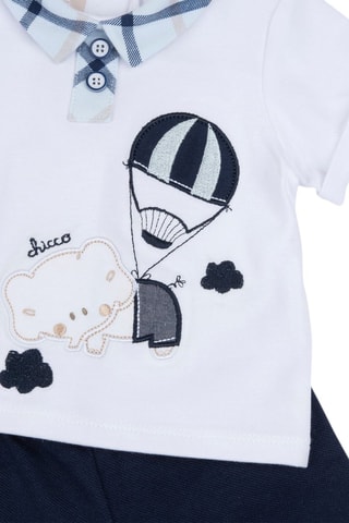 Polo en Short Wit en Marineblauw