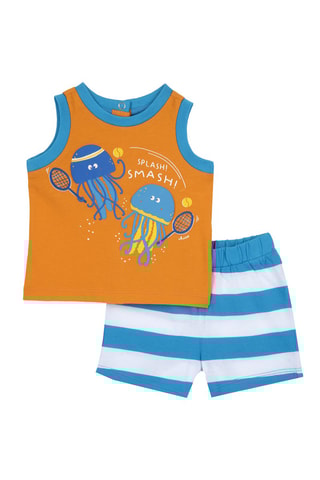 Hemd en Short Oranje en Lichtblauw