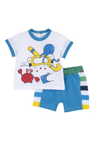 T-shirt en Short Ecru en Lichtblauw