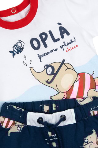 T-shirt en Short Ecru en Blauw