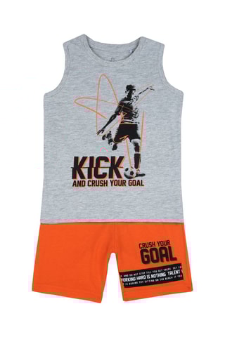 Hemd en Short Gemêleerd Grijs en Oranje