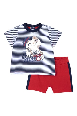T-shirt en Short Blauw en Rood