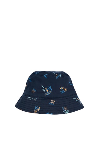 Dubbelzijdig bobhoedje - Oranje en Marineblauw