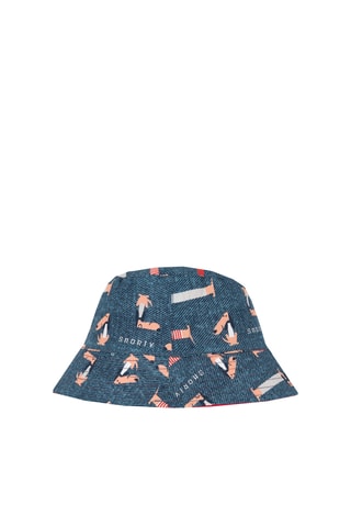 Dubbelzijdig bobhoedje - Rood en Donkerblauw