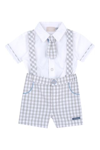 Overhemd en Short - Lichtgrijs en Wit