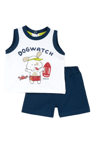 Hemd en Short - Wit en Pauwblauw