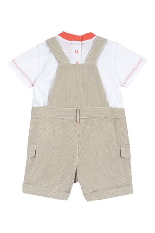 T-shirt en Velours Tuinbroek - Wit en Beige