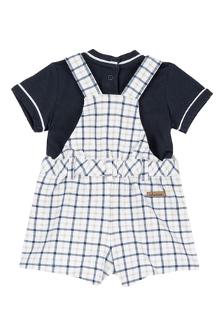 T-shirt en Tuinbroek - Wit en Donkerblauw