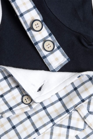 T-shirt en Tuinbroek - Wit en Donkerblauw