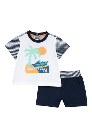 T-shirt en Short - Wit en Donkerblauw
