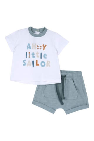 T-shirt en Short - Wit en Lichtblauw