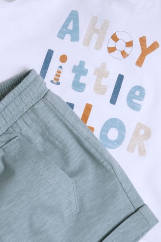 T-shirt en Short - Wit en Lichtblauw