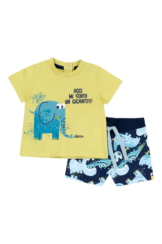 T-shirt en Short - Geel en Donkerblauw