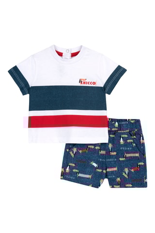 T-shirt en Short - Wit en Donkerblauw