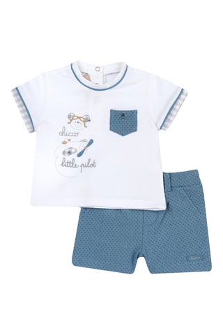 T-shirt en Short - Wit en Lichtblauw