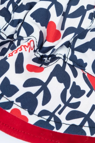 Dubbelzijdig bobhoedje - Rood en Marineblauw